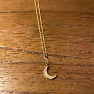 Kris Nations Crescent Moon Pave Charm Necklace